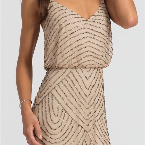 Adrianna Papell Dresses & Skirts - Adrianna Pappell Nude Bridesmaid Beaded Pink/Taupe